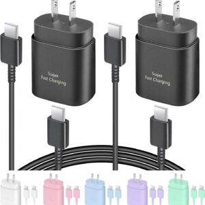 AISNI USB C Charger, 2 Pack 25W Type C Charger Fast Charging with USBC Chargers Cable 6 FT Android Phone Charge for Galaxy S25/ /S24/S23+/S22/S21/S20/Phone 17 16 15 Pro Max 16 15 Plus-Black